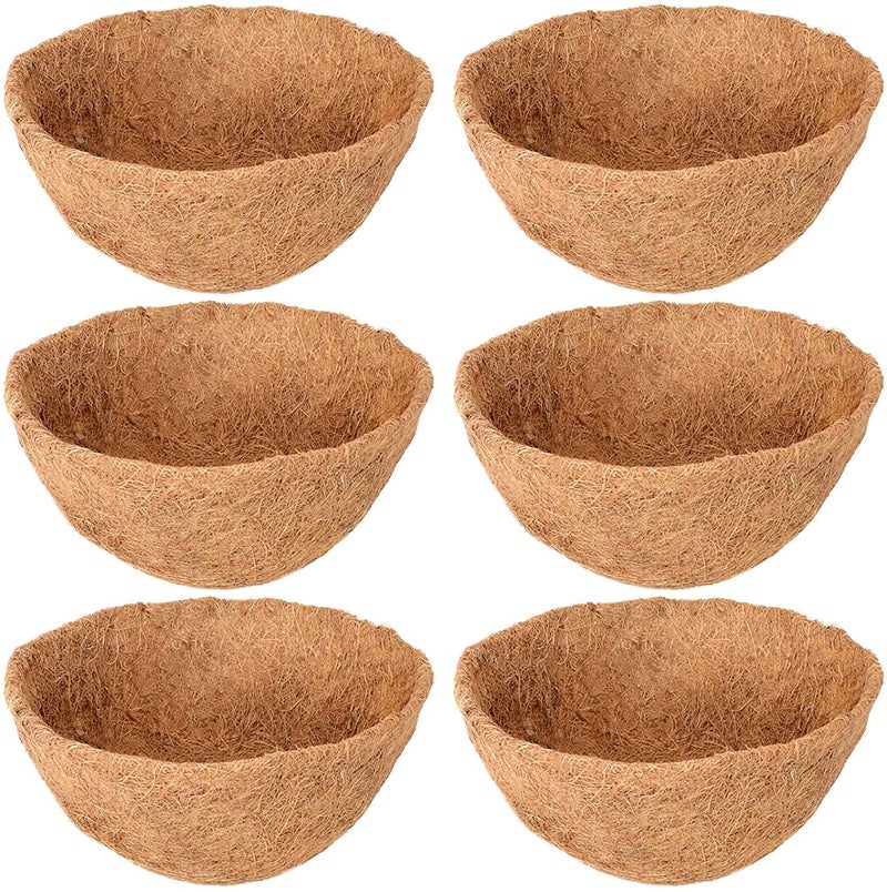 Legigo 6 Pack 12 Inch Hanging Basket Coco Liners Replacement, 100% Natural Round Coconut Coco Fiber Planter Basket Liners for Hanging Basket Flowers/Vegetables - Image 1